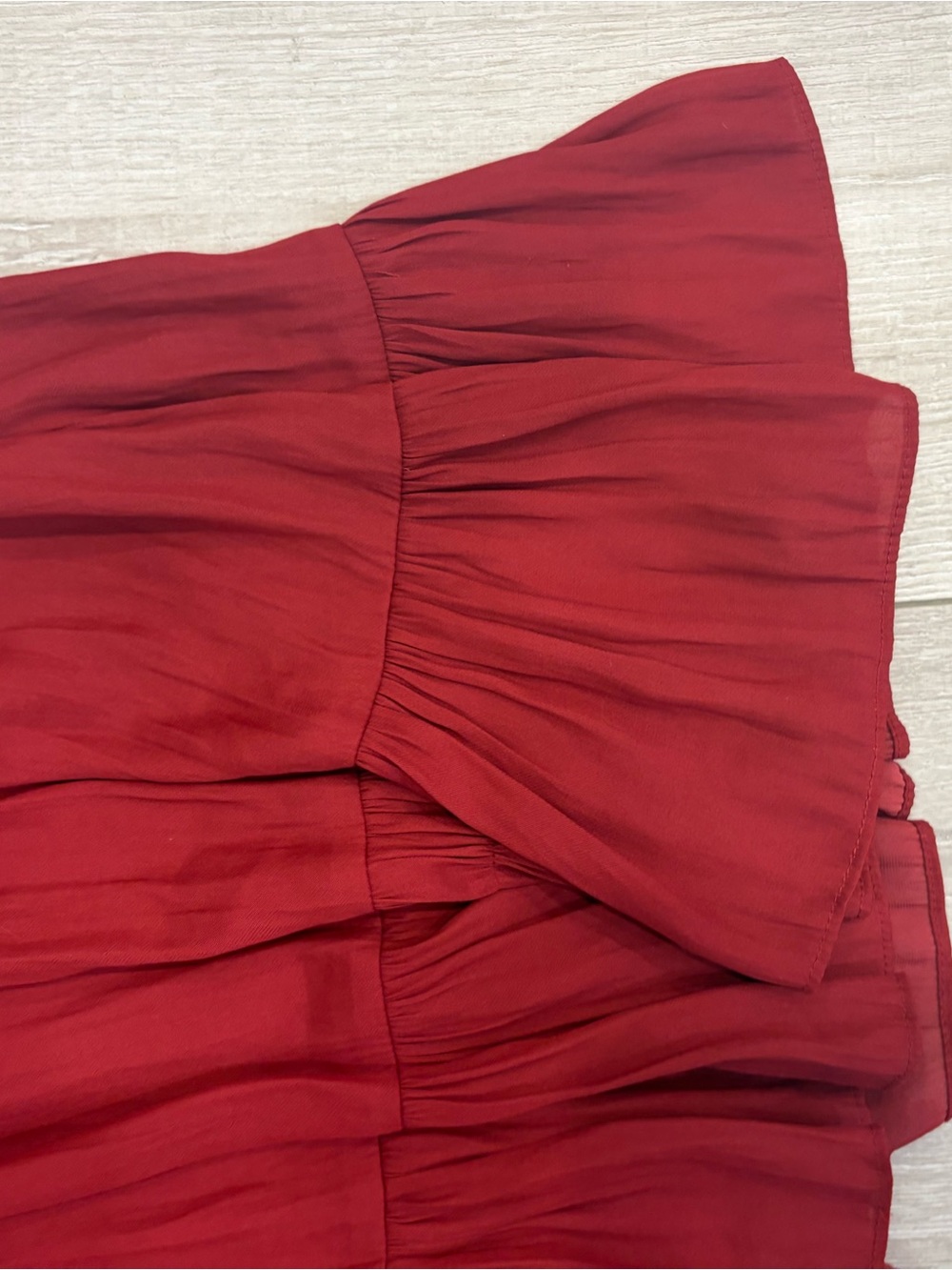 Halston Heritage Red Pleated V-Neck Midi Dress - Picture 7 of 7